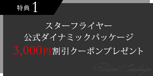 特典1 スターフライヤー公式ダイナミックパッケージ 3,000円割引クーポンプレゼント