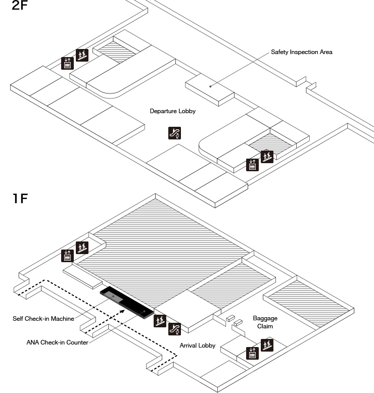 Map of Yamaguchi Ube Airport Flight Terminal