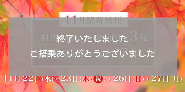 11月東京（羽田）⇄ 北九州/福岡線 臨時便